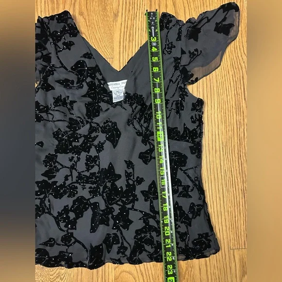 Adrianna Papell Black Beaded Top Whimsy Y2K Goth Witchy - Picture 8 of 11